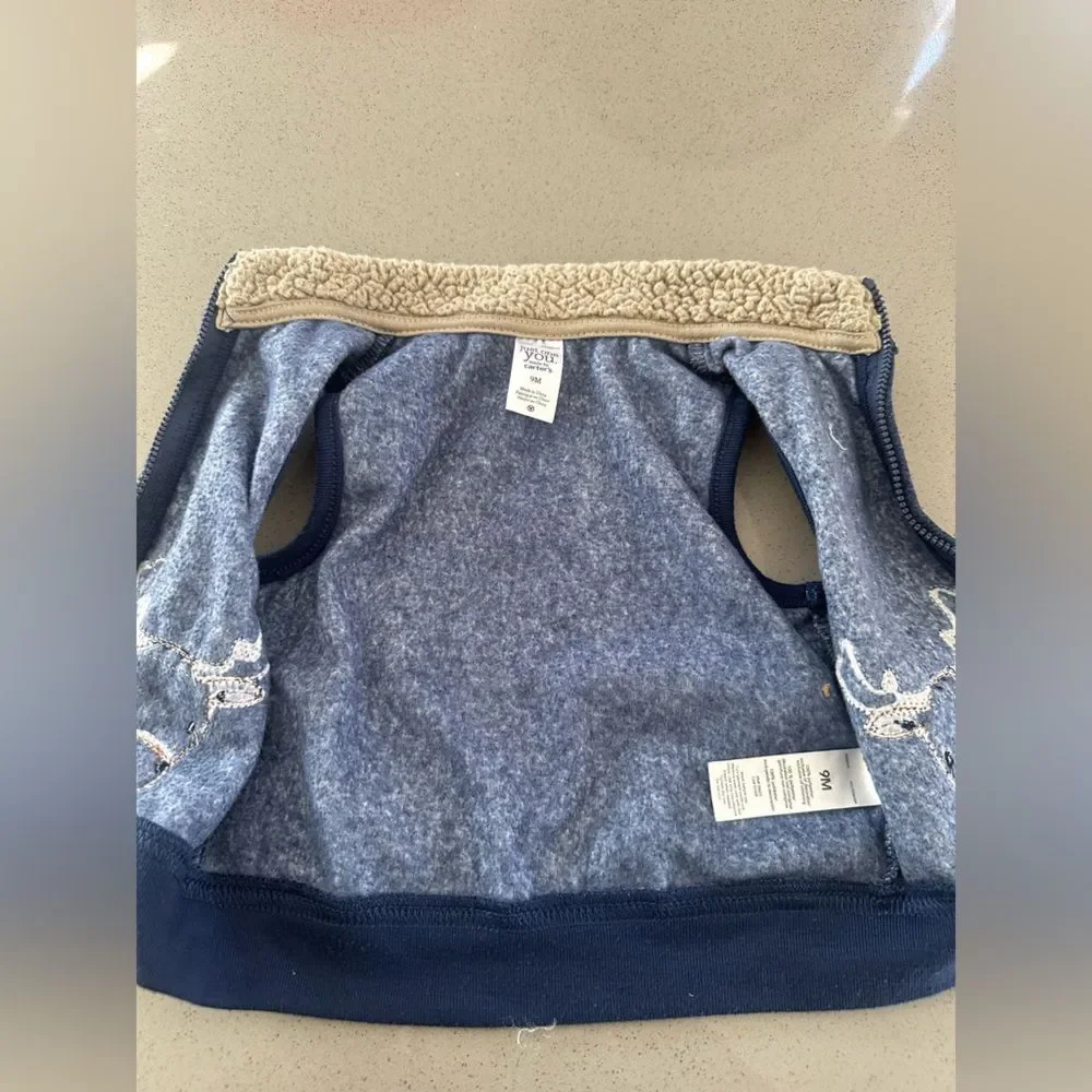 Carters ‘rain deer’ Blue Vest Size 9 months